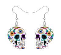 DUOWEI Jolies boucles d'oreilles en acrylique pour Halloween - Motif tête de mort - Cadeau pour femme et fille, Acrylique, Pas de gemme