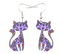 DUOWEI Jolies boucles d'oreilles en forme de chat en acrylique pour femmes et filles, Acrylique
