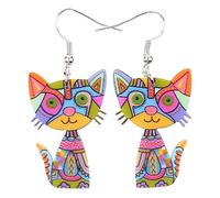 DUOWEI Jolies boucles d'oreilles en forme de chat en acrylique pour femmes et filles, Acrylique