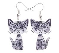 DUOWEI Jolies boucles d'oreilles en forme de chat en acrylique pour femmes et filles, Acrylique