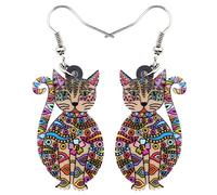 DUOWEI Jolies boucles d'oreilles en forme de chat en acrylique pour femmes et filles, Acrylique