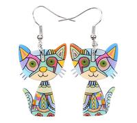 DUOWEI Jolies boucles d'oreilles en forme de chat en acrylique pour femmes et filles, Acrylique et acier inoxydable, Pas de gemme