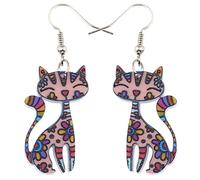 DUOWEI Jolies boucles d'oreilles en forme de chat en acrylique pour femmes et filles, Acrylique, Pas de gemme