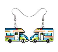 DUOWEI Jolies boucles d'oreilles pendantes en acrylique en forme de camping-car pour femme et fille, Acier inoxydable acrylique, Sans pierre précieuse