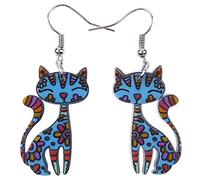 DUOWEI Jolies boucles d'oreilles pendantes en acrylique en forme de chat pour femmes et filles, Acrylique