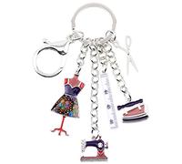 DUOWEI Machine à coudre Outils Ciseaux Flatiron Porte-clé en alliage de zinc Porte-clé Sac à main Charme Cadeau pour Femme Fille (Violet)