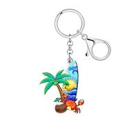 DUOWEI Mignon Porte-clés Hawaï Tropical Palmier Arbre Plage Porte-clés Cadeaux pour Femmes Filles Clés de Voiture Portefeuille Sac à dos Amoureux de la Plage (Planche de surf)