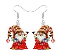 DUOWEI Noël Funny Gnome pendentif Gnomes Cadeaux pour Femmes Filles Accessoires, Acrylique Noël Vacances Hiver Bijoux Femmes Cadeaux pour Décorations Gnomes de Noel (Rouge vif)