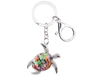 DUOWEI Porte-clé Tortue de Mer En Émail Porte-clé Sac À Main Pour Femme Fille Cadeau (Vert)