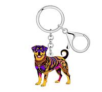 DUOWEI Porte-clés Boho Rottweiler - Accessoire pour chien - Cadeau pour femme - Acrylique - Chiot - Animaux de compagnie - Pour sac à main, jaune, M