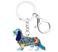 DUOWEI Porte-clés Cavalier King Charles Spaniel en émail pour sac à main - Cadeau pour femme et fille - bleu - Medium