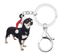 DUOWEI Porte-Clés Chien Chihuahua En Acrylique Pour Les Femme Et Les Adolescentes Cadeau À Breloques (Chihuahua de Noël A)