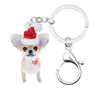 DUOWEI Porte-Clés Chien Chihuahua En Acrylique Pour Les Femme Et Les Adolescentes Cadeau À Breloques (Chihuahua de Noël C)