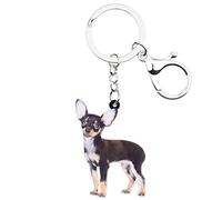 DUOWEI Porte-Clés Chien Chihuahua En Acrylique Pour Les Femme Et Les Adolescentes Cadeau À Breloques (Noir)