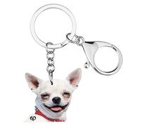 DUOWEI Porte-Clés Chien Chihuahua En Acrylique Pour Les Femme Et Les Adolescentes Cadeau À Breloques (Chihuahua Souriant)