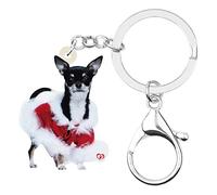 DUOWEI Porte-Clés Chien Chihuahua En Acrylique Pour Les Femme Et Les Adolescentes Cadeau À Breloques (Chihuahua de Noël B)