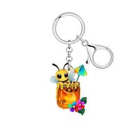 DUOWEI Porte-clés en acrylique avec bourdon mignon en forme d'abeille - Cadeau pour femme et fille, jaune, M