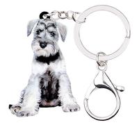 DUOWEI Porte-clés en acrylique en forme de chien Schnauzer - Pour femme et jeune fille - gris - Medium