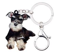 DUOWEI Porte-clés en acrylique en forme de chien Schnauzer - Pour femme et jeune fille - noir - Medium