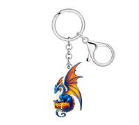 DUOWEI Porte-clés en Acrylique Flying Fantaisie Dragon Médiéval Dinosaure Cadeaux pour Femmes Filles Clés de Voiture Portefeuille Accessoires (Marine)