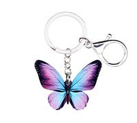 DUOWEI Porte-clés en acrylique vif avec papillon Morpho Monarque pour sac à main, charme pour femme, cadeau d'été, violet, M