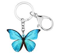 DUOWEI Porte-clés en acrylique vif Morpho Monarque papillon pour sac à main, cadeau d'été pour femme, bleu, Medium