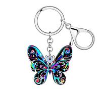 DUOWEI Porte-clés en acrylique vif Morpho Monarque papillon pour sac à main, cadeau d'été pour femme, ébène, Medium