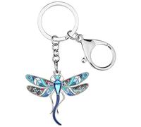 DUOWEI Porte-clés en forme de libellule en émail et strass - Cadeau fantaisie pour femme et fille, bleu, Medium
