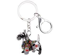 DUOWEI Porte-clés en forme de terrier écossais en alliage de zinc - Décoration de voiture pour femme et fille - noir - Medium