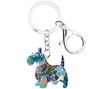 DUOWEI Porte-clés en forme de terrier écossais en alliage de zinc - Décoration de voiture pour femme et fille - bleu - Medium