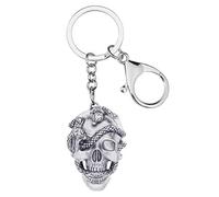 DUOWEI Porte-clés Faucheuse Halloween Tête de mort Skull Porte-clés en alliage de zinc Porte-monnaie pour Femme Hommes Fille Cadeau (3 Écaille Argent)