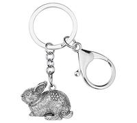 DUOWEI Porte-Clés Lapin De Pâques Animaux Anneau Sac À Main Décoration Pour Femme Filles Breloques Cadeaux (Argent)
