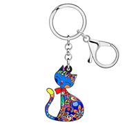 DUOWEI Porte-Clés Pour Chat Gris Porte-Clés En Acrylique Pour Animaux De Compagnie Décoration De Sac À Main Pour Femme Adolescente Cadeau À Breloques (Chat H)