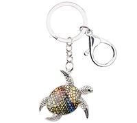 DUOWEI Porte-clés tortue de mer en forme de tortue délicate en forme d'animal de l'océan - Décoration de sac à main pour femme et fille, jaune, M