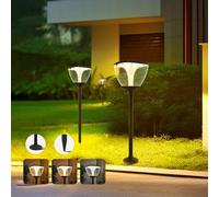 Duowelly Aluminium Lampe Solaire Extérieur Jardin, Lampadaire Solaire Sans Fil IP65 Étanche, 2600mAh Batterie, Couleur Réglable 3000/4000/6000K, Éclairage pour Chemins Jardin(83cm)