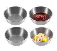 duoyif Bols à tapas et sauces, 11 cm 4 pièces Argent Bol à trempette en acier inoxydable, Bol de Snacks et Dessert, Petit Bols ronds pour Sauces Apéritifs Sushis Épices (Argent, 11x3,5cm)