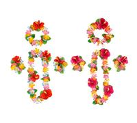duoyif Colliers De Fleurs Hawaii Hawaïennes Hula Collier Tahitienne Bracelet Bandeau Hawaïen Colliers Fleurs Pour Carnaval Fêtes Sur La Plage Hawaï Party Football Cheerleading (Orange/rouge B)
