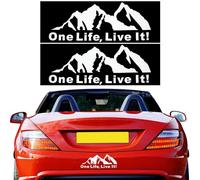 duoyif douyif Autocollant De Montagne De Voiture 20x8cm Autocollant Pour Voiture Montagne ""One Life Live It"" Décalcomanies Voiture Stickers Montagne pour Voiture Tout-Terrain Camping 2Pcs (Blanc)