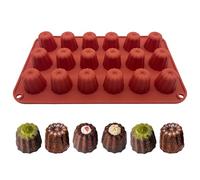 duoyif Moule à Cannelé En Silicone 18 Cavités 32x35 mm Moule à Cannelés, Moules à Gâteaux Pour Cannelés, Moule Cannelé Pour Cupcakes Pain Tartes Gâteaux Chocolat Puddings (Marron, H32mm)