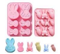 duoyif Moule à Chocolat en silicone Lapin, 2 pièces Moule à praliné Lapin, Sans BPA, Moules à friandises de Pâques, Moules Lapin de Paques pour Chocolat Bonbons Biscuits Fondant (2piezas rosa)