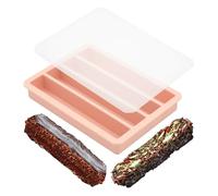 duoyif Moule silicone barre de céréales, 4 cavités Moules à gâteau avec couvercle, Sans BPA, Moule rectangulaire grande pour barres chocolat brownies muffins, 14,2 x 2,3 x 2,3 cm 1 pièce (Grande,Rose)