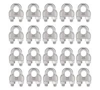 duoyif Serre-Câble En Acier Inoxydable De 4mm, 20Pièces Collier De Serrage En U M4, Serre-Câbles Étrier Acier Ø 4mm, Clip De Corde Inox Pour Câbles Cordes Câbles Métalliques (Argent, M4)