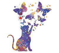 Duoyif Stickers Muraux Enfants Chat Papillon - Autocollant Mural Animaux Pour Personnalité Maison Chambres Enfants Bébé Salon Pépinière