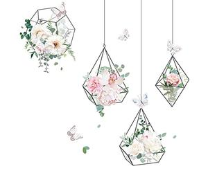 duoyif Stickers Mureaux Suspendus à Fleurs Stickers Muraux Fleur De Printemps Autocollant Mural Plantes Tropicale Sticker Mural Panier à Fleurs Pour Chambre Salon Bureau Fenêtre Mur Décoratifs