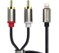 DUOYUTING Câble audio RCA vers 2 mâles, adaptateur RCA vers iOS audio stéréo en Y, compatible avec iPhone, haut-parleur, amplificateur, voiture, etc. (1 m