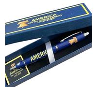 DuoZanthic 250th Anniversary Commemorative Ballpoint Pen Of Stainless Steel USA 250th Anniversary Of Pen Navy Blue Exterior, Black Badge Pens For Men Writing And Collecting