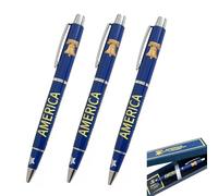 DuoZanthic 250th Anniversary Commemorative Pen Of Navy Blue Exterior 250 Anniversary USA Pen Of Stainless Steel, Black Badge Ballpoint Pen For Writing And Collecting (3 Pack)