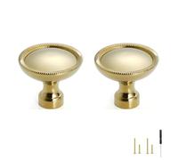 DuoZanthic Lot de 2 Boutons de Meuble Doré, Poignee Tiroir en Laiton Massif, Poignées Rondes Vintage Dorées, Convenant aux Armoires, Cuisines, Tiroirs, Commodes, Penderies et Autres Meubles(30PCS)