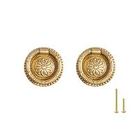 DuoZanthic Poignées de Tiroir Anneaux Dorées, Boutons de Tiroir Anneaux pour Laiton Massif avec Motif Antique, Poignées et Boutons de Tiroir Dorés Antiques pour Commode, Meubles, Cuisine(30PCS)