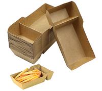duozoanz Barquettes Boîte Papier Kraft Bol - Vaisselle avec 2 Compartiments, Résistantes à L'huile et L'eau, Convient pour les Frites Snack Currywurst Salade Macarons, 20 Pièces